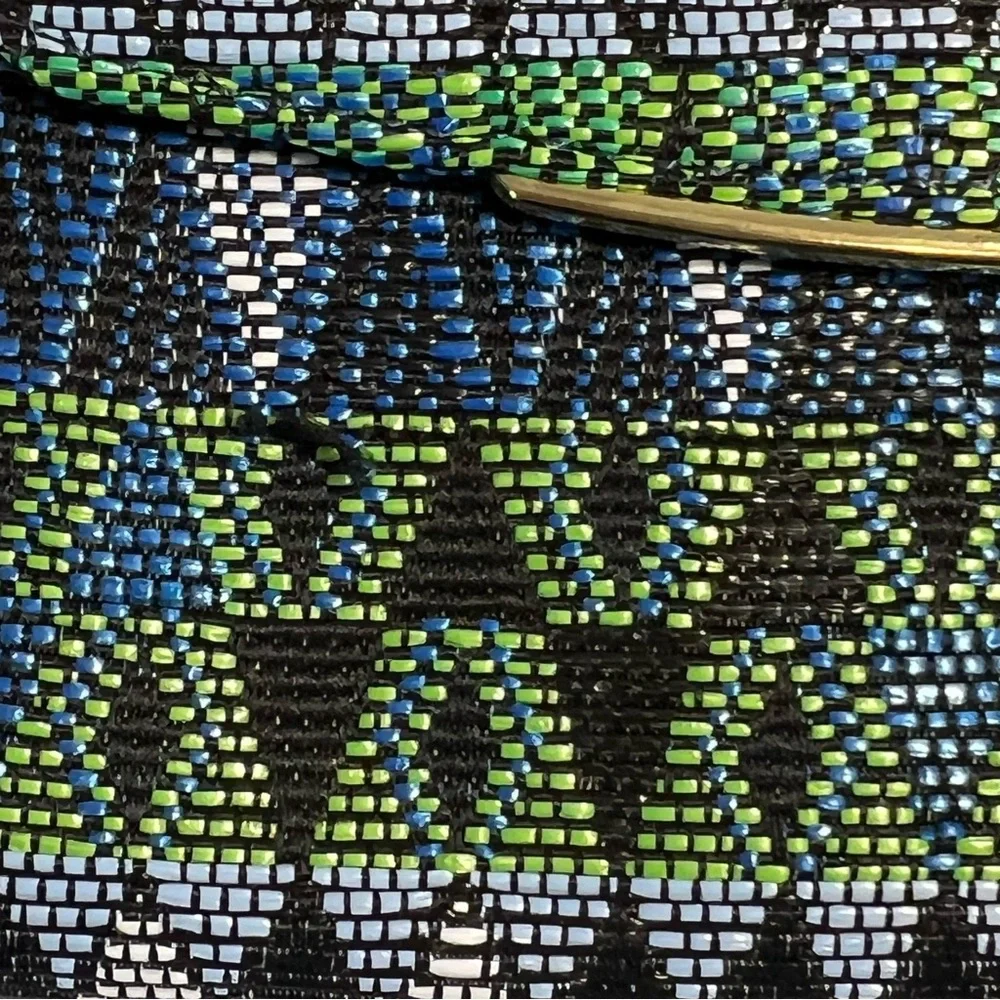 Woven Clutch Bag Wristlet Blue/Green/Black‎ Geometric Abstract Pattern